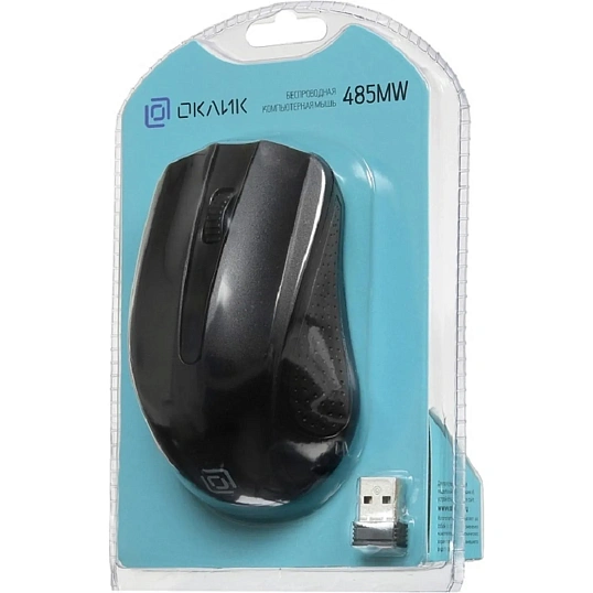 Мышь компьютерная Oklick 485MW черный оптич WLS USB/1600dpi/3but