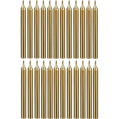 Набор свечей Золотых с блестками 24(12+12)шт/уп с держателя 6см арт.6050528