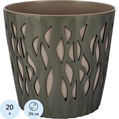 Горшок д/ цветов InGreen Winds D 20л с дренаж.встав,антрацит IG652110003