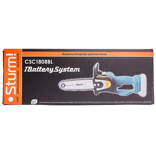 Пила цепная аккумуляторная б/щ Sturm CSC1808BL, 18 В, без ЗУ и АКБ, 20 см