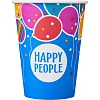 Стакан одноразовый бум односл. 350 мл d-90мм Happy People МИКС  50шт/уп