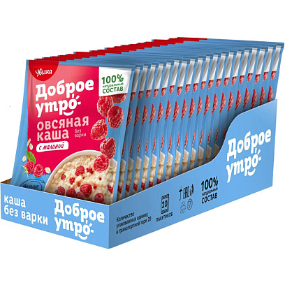 Каша Увелка овсяная с малиной 40гх20шт/уп
