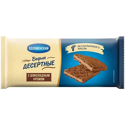 Вафли Коломенский Шоколадный крем, глубокого рифления, 90г