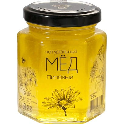 Мед Медовые Вечера Липовый натуральный, стекло, 250г