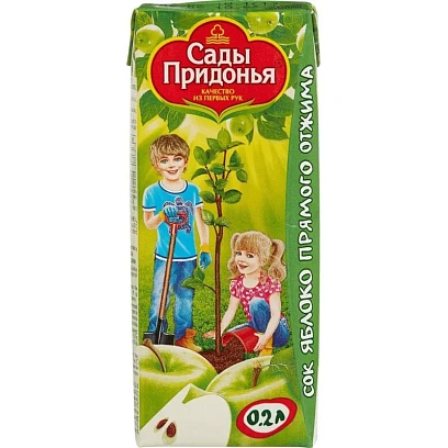 Сок  Сады Придонья яблочный  прямого отжима  0.2 л