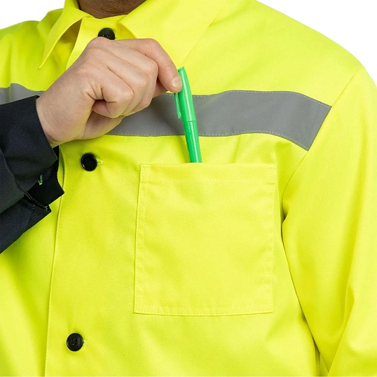 Костюм сигнальный летний муж (куртка,брюки) лс07 желт/т.син 96-100/182-188