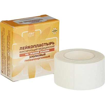 Лейкопластырь 2,5х250см тканевый в картоне LEIKO, 18 шт/уп
