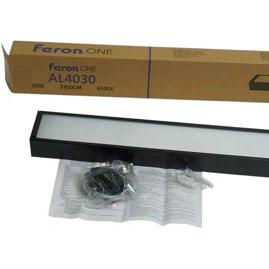 Светильник светод. Feron.ONE AL4030 IP20 30W 6500K, черный 1200x35x70 48535