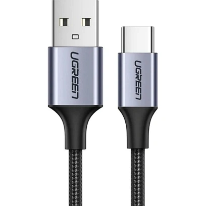 Кабель UGREEN US288 (60127)USB-A to USB-C Nickel Plat.Alum.Braid 1,5м черн
