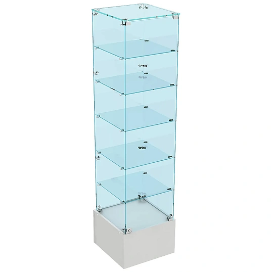Витрина W_ Истра 510 закрытая, задн.стенка стекло 450х450х1800 серый