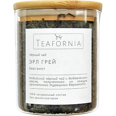 Чай Teafornia Эрл Грей чёрный, стекло большое, 110г