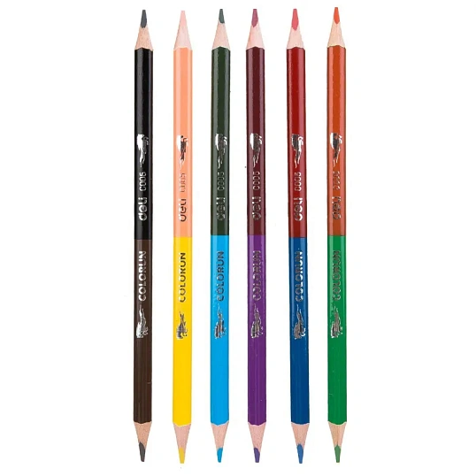 Карандаши цветные Deli EC00500 ColoRun липа 12цв/наб 2сторонние (6шт)