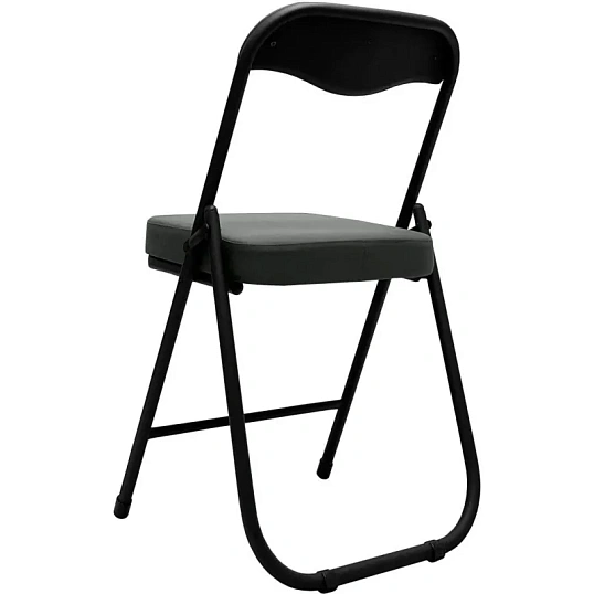 Стул складной каркас черный,  кожзам серый РС 04 кант