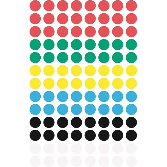 Этикетки самоклеящиеся  точки, 3090,  d=8mm,разноцветные, 416шт/уп
