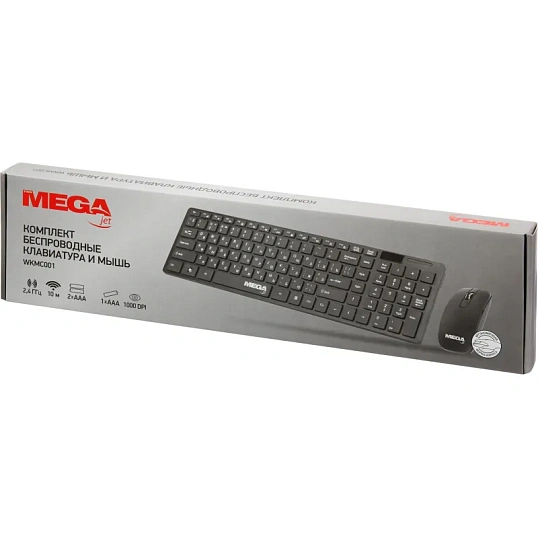Набор клавиатура+мышь ProMega jet WKMC001 USB WLS RT/2+1ААА/1000dpi/3кн/чер