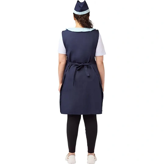 Фартук сарафан Маркет Профи с пилоткой всеразмерный цв. т.син/глб