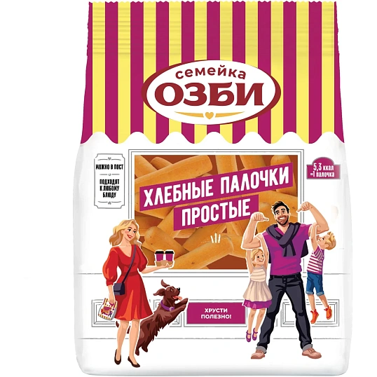 Хлебные палочки Семейка ОЗБИ простые, 150гx10шт/уп, 919