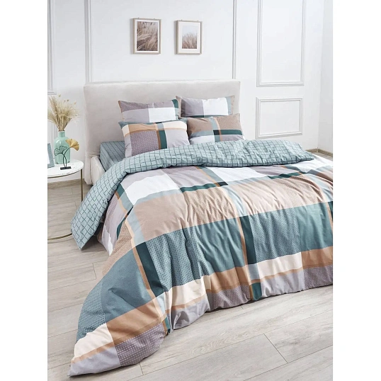 Постельное белье 1,5сп  Поплин (нав.70х70-2шт),Shepard