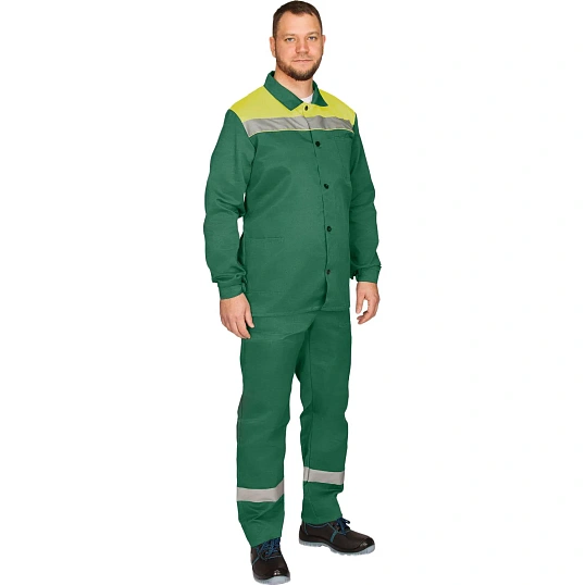 Костюм лет муж (куртка, пк) л16 с СОП зел/желт 128-132/182-188