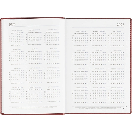 Ежедневник датированный 2026, бордо, А5, 148x218 мм, 352 стр,АТТАСНЕ Agenda