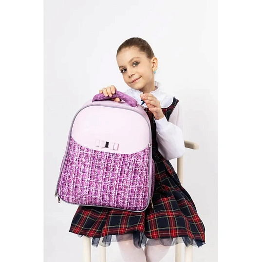 Ранец Комус Класс Basic Fashion твид розовый, 2 отд., эргоном. спинка