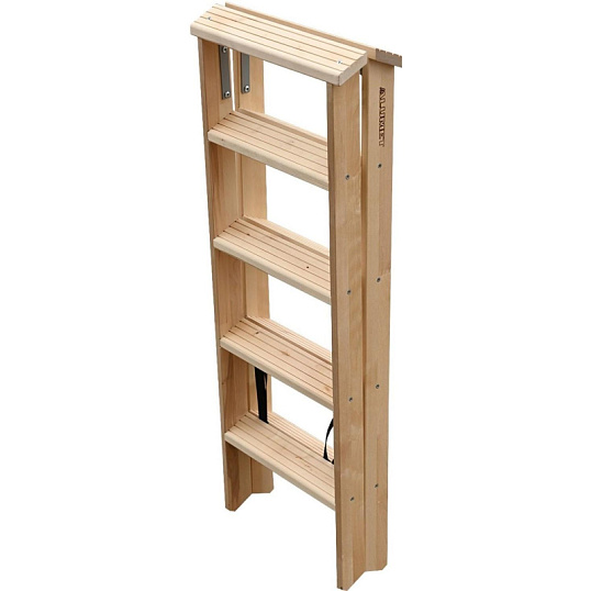 Стремянка деревянная двусторонняя с широкими ступенями 2х5 ступеней