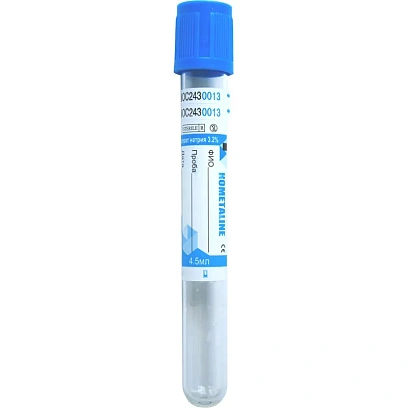 Вакуумные пробирки с Na цитрат 3,2% 4,5мл, 13х100мм, KOMETALINE 100шт/уп