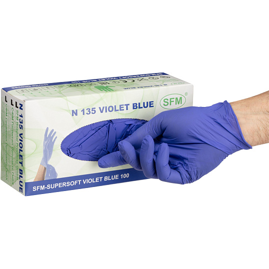 Перчатки нитрил.н/о,текстур,SFM (XL) 100 пар,фиолетово-голубые