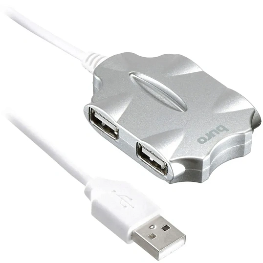 Разветвитель USB 2.0 Buro BU-HUB4-0.5-U2.0-Candy 4порт. серебристый