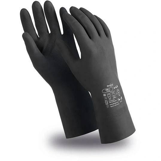Перчатки латекс черный Manipula КЩС-1 (L-U-03/CG-942) р.8,ПС