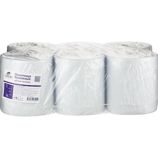 Полотенца бумажные д/дисп. Luscan Prof /2сл. цвет.тиснение 150м, 6рул/уп