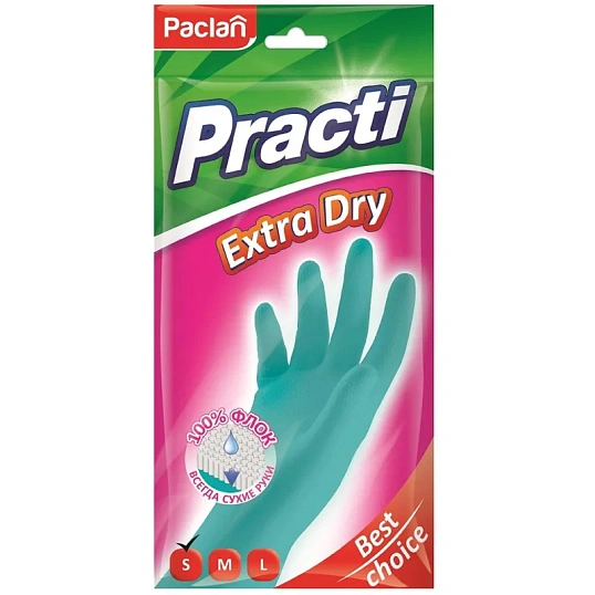 Перчатки резиновые Paclan Practi Extra Dry 407331 р.S