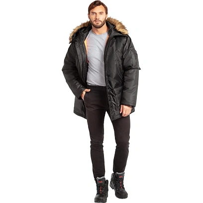 Куртка зимняя муж Аляска з66-КУ удлиненная черн (р.60-62)182-188