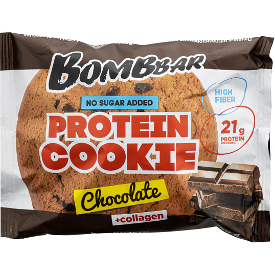 Печенье Bombbar протеиновое с коллагеном Шоколад, 60г