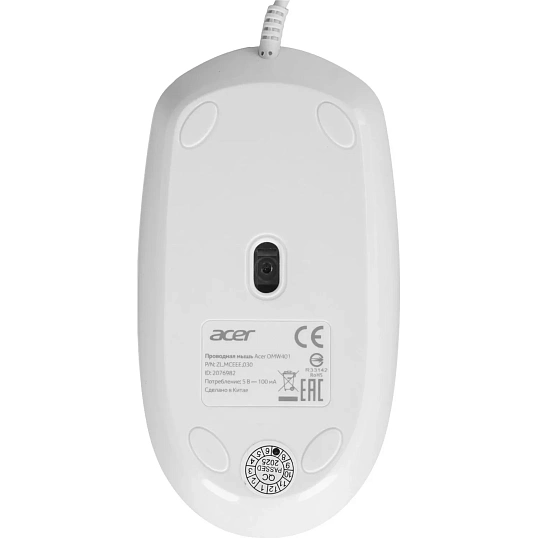 Мышь компьютерная Acer OMW401 белый оптич. 2000dpi USB 4but (ZL.MCEEE.030)