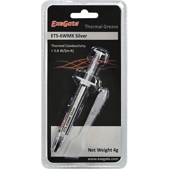 Термопаста ExeGate ETS-6WMK Silver 4г, шприц с лопаткой (EX282347RUS)