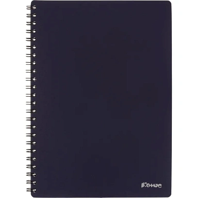 Бизнес-тетрадь Комус А5 60л, кл., обл.пластик, спираль, синяя Classic