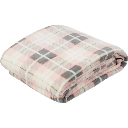 Плед микрофибра Luscan, клетка розовая 150x200