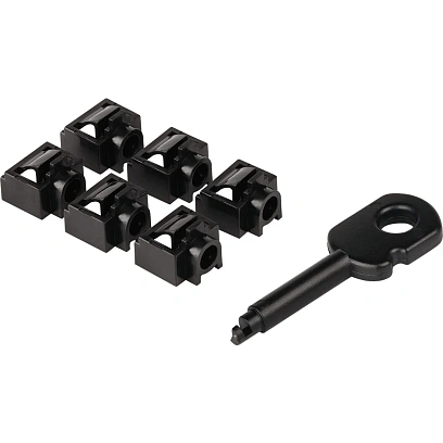 Вставка заглушек порта RJ-45 LANMASTER LAN-SEC45-PL-SET-BK 6шт/уп+ключ чер