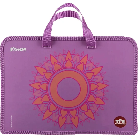 Папка для тетрадей КОМУС Три богатыря Любава,А4,молн,руч,пласт,75мм,ПТ 14-4