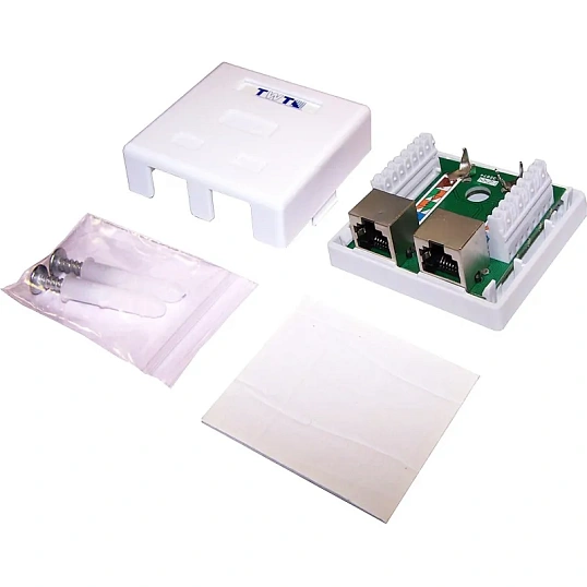 Розетка настенная TWT TWT-SM1-45/S-WH, 1 порт RJ-45 кат. 5е, STP, белая