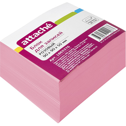 Блок для записей Attache 90x90x50 розовый 80г