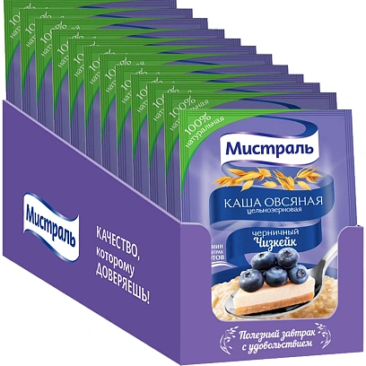 Каша овсяная Мистраль Черничный Чизкейк 40гx25шт/уп