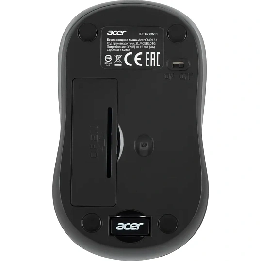 Мышь компьютерная Acer OMR133 черн. оптич. 1000dpi/2but беспровод. USB