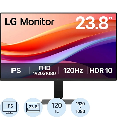 Монитор LG 23.8 24U411A-B FHD/IPS/250cd/120Гц/HDMI/VGA/черный