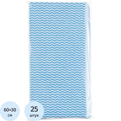 Салфетки хозяйственные SYR нетканое полотно 30х60см 25шт/уп синие 993498