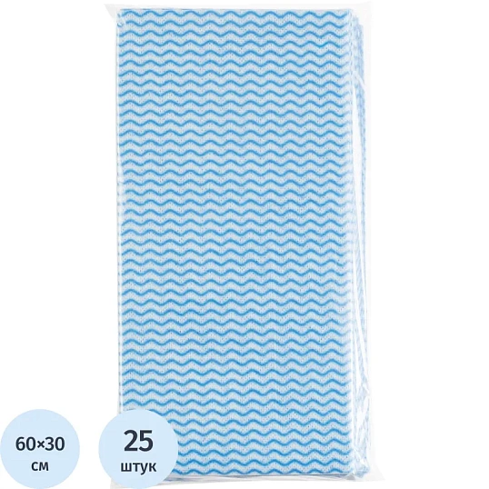 Салфетки хозяйственные SYR нетканое полотно 30х60см 25шт/уп синие 993498