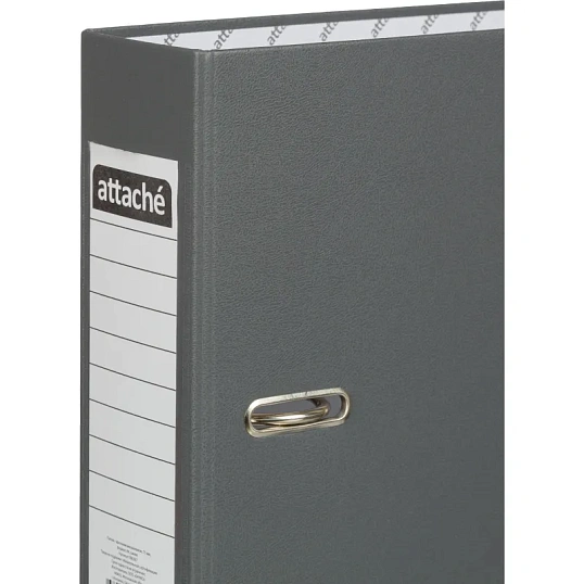 Папка-регистратор 75мм Attache А4, темно-сер., тиснение кожа, мет. угол