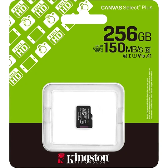 Карта памяти micro SDXC Kingston SDCS3/256GBSP Canvas Select Plus G3 без ад