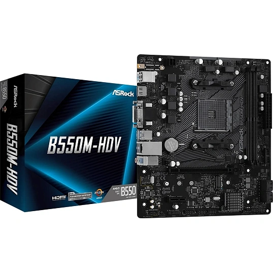 Материнская плата ASRock B550M-HDV, Socket AM4, AMD B550, 2xDDR4-3200, mATX